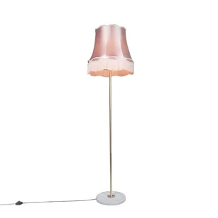QAZQA Lampa podłogowa retro mosiądz klosz różowy Granny 45cm - Kaso - Lampy stojące - miniaturka - grafika 1