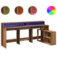 Biurka - vidaXL Biurko z podświetleniem LED, stare drewno, 200x104x91 cm - miniaturka - grafika 1