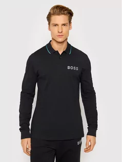 Koszulki męskie - Hugo Boss Polo Tobin_Ls_Za 50472231 Czarny Regular Fit - grafika 1