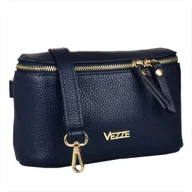 Torebki damskie - Mała listonoszka damska granatowa ze skóry naturalnej włoska VEZZE - miniaturka - grafika 1