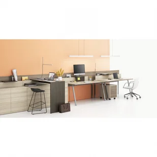 B2B Partner Stół biurowy roboczy SINGLE LAYERS, blat przesuwny, z przegrodami, dąb naturalny / dąb bejcowany 611556 - Stoły i stoliki do biura - miniaturka - grafika 4
