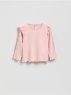 Bluzki dla niemowląt - Reserved - Koszulka z falbanką przy ramionach - pastelowy róż - miniaturka - grafika 1