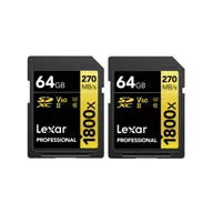 Karty pamięci - Lexar Pro 1800X Sdxc U3 (V60) Uhs-Ii R270/W180 64Gb - 2Pack - miniaturka - grafika 1