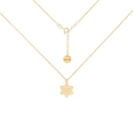 Naszyjniki - Pozłacany choker pancerka z ażurowym kwiatkiem - miniaturka - grafika 1