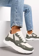 Sneakersy damskie - Zielone Sneakersy przed Kostkę na Grubej Podeszwie Milapena - miniaturka - grafika 1