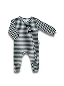 Pajacyki dla niemowląt - Niemowlęcy pajac bawełniany w pepitkę biały Nicol,r.86 - miniaturka - grafika 1