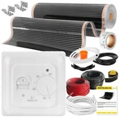 Ogrzewanie podłogowe - Folia grzewcza na podczerwień MISSION AIR Black Silver PTC 160W/m2 26m² szer. 100cm + regulator Aries Biały - miniaturka - grafika 1