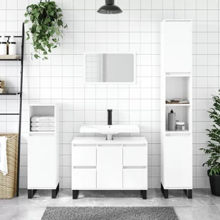 Vidaxl Szafka Łazienkowa, Biała Z Połyskiem, 80X33X60 cm - Szafki łazienkowe - miniaturka - grafika 1