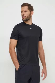 Koszulki męskie - Reebok t-shirt do biegania kolor czarny wzorzysty - grafika 1