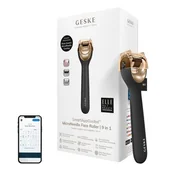 Pozostałe urządzenia kosmetyczne - Geske, Roller do mezoterapii igłowej twarzy 9w1 z aplikacją, szara - miniaturka - grafika 1