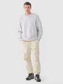 Spodnie męskie - Męskie spodnie casual tkaninowe Outhorn OTHWAW24TTROM0894 -beżowe - miniaturka - grafika 1