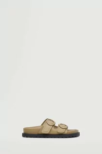 Sandały damskie - Mango klapki Round damskie kolor brązowy - grafika 1