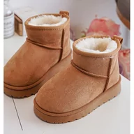 Buty dla dziewczynek - FR1 Dziecięce Śniegowce Botki Ocieplane Camel Nallita brązowe - miniaturka - grafika 1