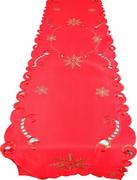 Obrusy i serwetki - Bieżnik bożonarodzeniowy, 60x120, Święta, czerwony z haftem w płatki śniegu, OS-305-C - miniaturka - grafika 1