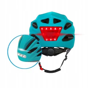 Kask rowerowy z diodami Led z przodu i z tyłu do roweru Beeper r. L - Kaski rowerowe - miniaturka - grafika 1