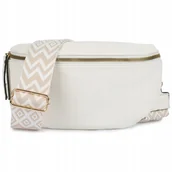 Nerki - Saszetka TOREBKA Damska przez ramię DUŻA pojemna z paskiem ekoskóra BIAŁA - miniaturka - grafika 1