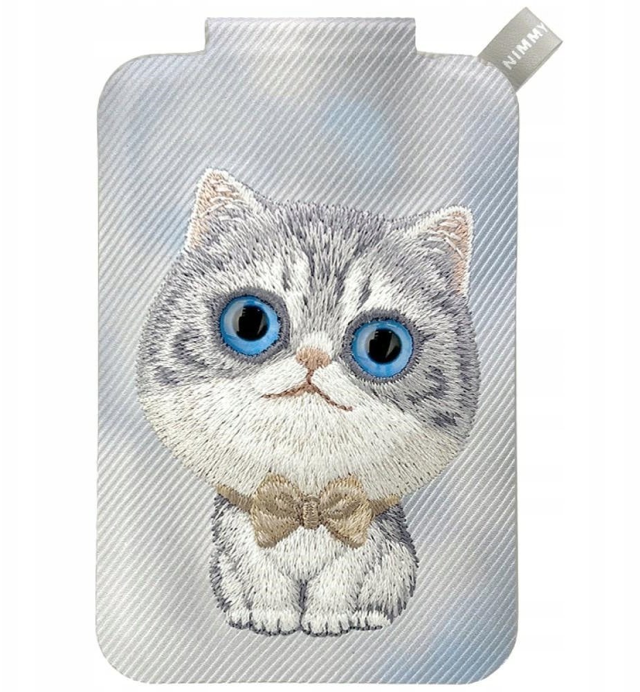 Nimmy Etui na telefon Magnetyczny portfel stojak na telefon New Big-Eye Cute Pets 2.0 Cat szary