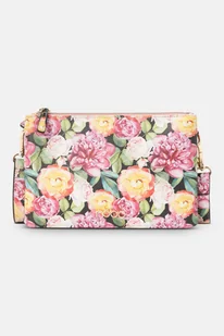 Mała dwukomorowa listonoszka Nobo kwiaty różowa - Torebki damskie - miniaturka - grafika 1