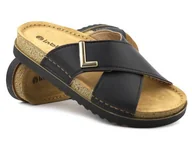 Klapki i japonki damskie - Klapki damskie ze skórzaną wkładką - Inblu DJ-09, czarne - miniaturka - grafika 1