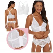 Biustonosze - Gossard Superboost Lace Deep V Bralette Biustonosz biały półgorset 32D/70D - miniaturka - grafika 1