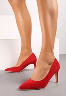 Czółenka - Czerwone Czółenka na Szpilce ze Skórzaną Wkładką Cleliae - miniaturka - grafika 1