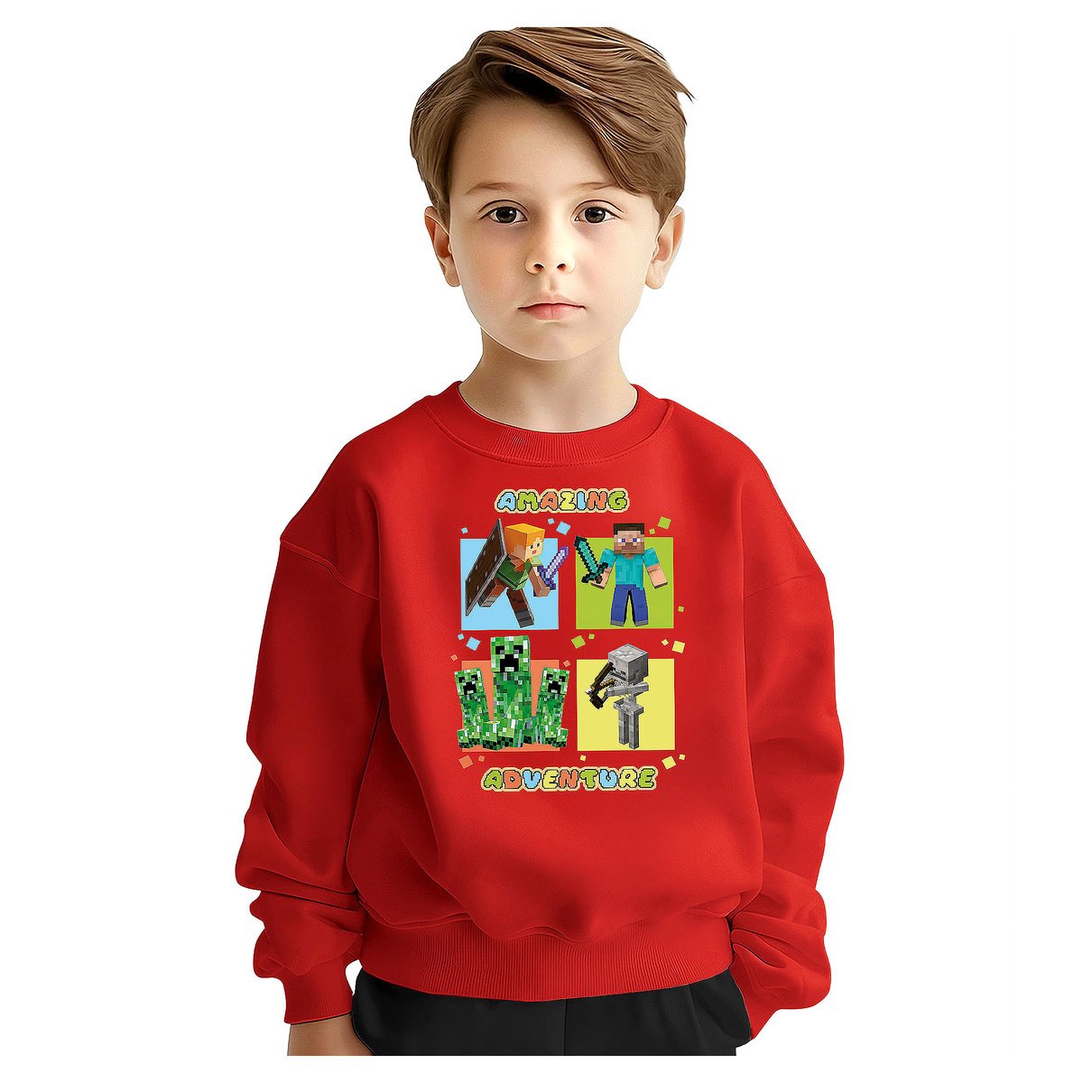 BLUZA DZIECIĘCA MŁODZIEŻOWA MINECRAFT 122-128 WZORY PREZENT JAKOŚĆ