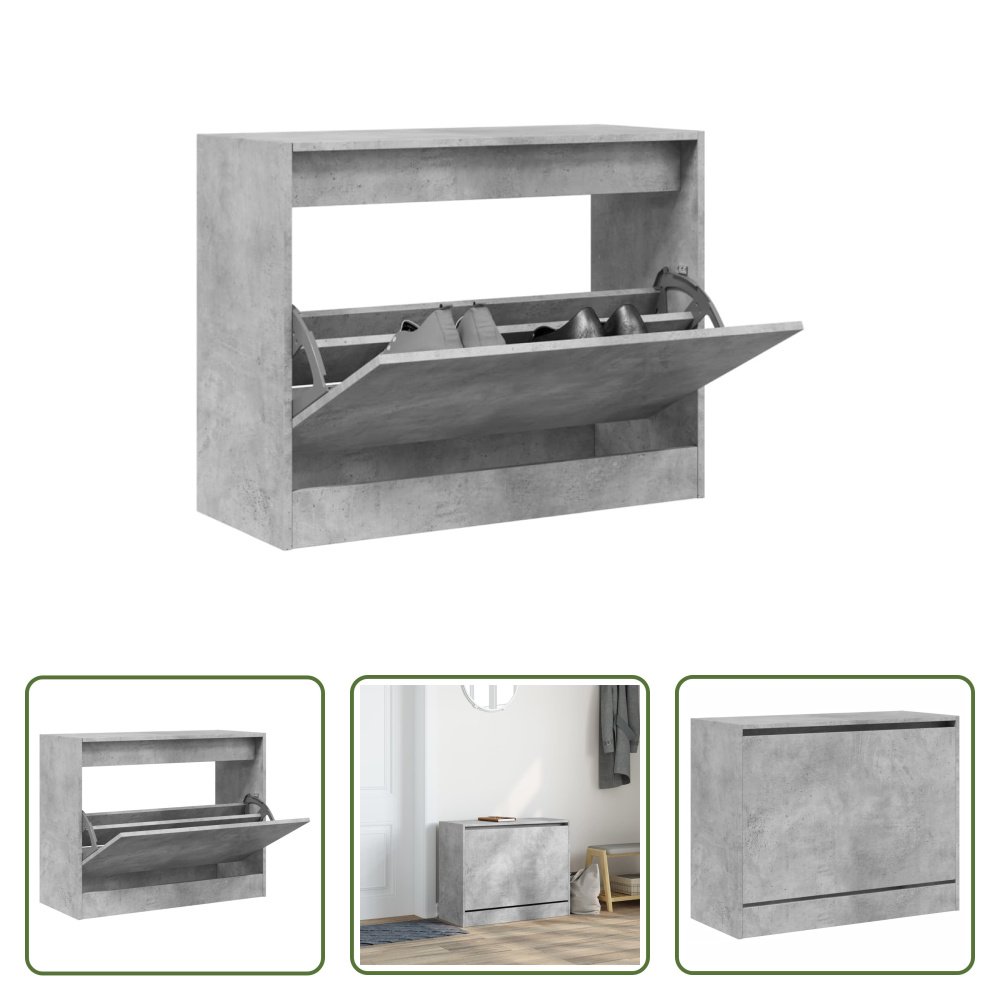 The Living Store Szafka na buty betonowa szara 80x34x63 cm materiał drewnopochodny