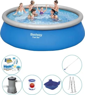 Basen wraz z akcesoriami - Bestway Fast Set Round 457x122 cm - Baseny ogrodowe - miniaturka - grafika 1