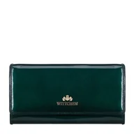 Portfele - Damski portfel ze skóry lakierowanej podłużny zielony - miniaturka - grafika 1