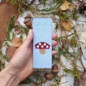Zakładki do książek - Ręcznie tkana zakładka do książek -muchomor. - miniaturka - grafika 1