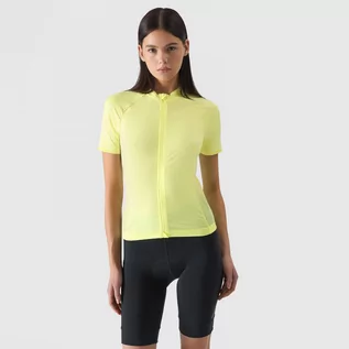 Koszulki sportowe damskie - Damska koszulka rowerowa rozpinana 4F 4FSS24TFTSF488 - żółta - grafika 1