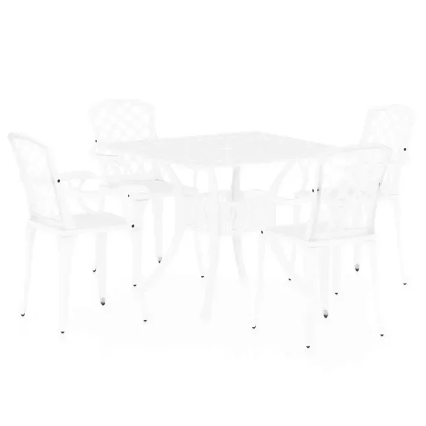 Zestaw Mebli Bistro z Odlewanego Aluminium, Biały, Krzesła 61x60x93, Stó