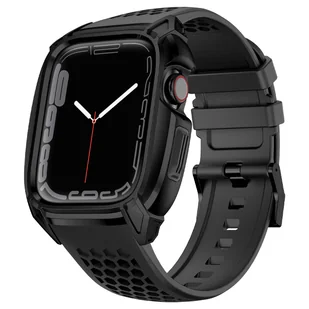 Kingxbar CYF148 2w1 pasek Apple Watch Ultra, SE, 8, 7, 6, 5, 4, 3, 2, 1 (49, 45, 44, 42  mm) z wbudowanym pancernym etui ze stali nierdzewnej czarny - Akcesoria do smartwatchy - miniaturka - grafika 1