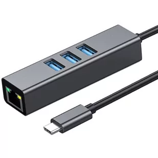 ADAPTER HUB 3X USB-C + ETHERNET RJ45 GIGABIT 1000 MB - Huby USB - miniaturka - grafika 1