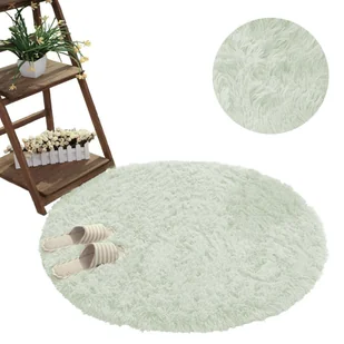 Strado Dywan okrągły Shaggy Strado 80x80 WhiteLime (Biała Limonka) DNDRS8080.WHITE - Dywany - miniaturka - grafika 1