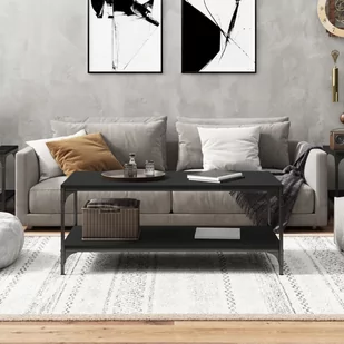 Lumarko Stolik kawowy, czarny, 100x50x40 cm, materiał drewnopochodny - Ławy i stoliki kawowe - miniaturka - grafika 4