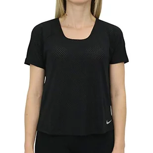 Nike Damski top do biegania Breathe Miler Black/Reflective Silver S - Koszulki i topy damskie - miniaturka - grafika 1