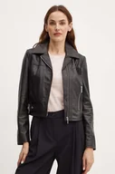 Kurtki damskie - Armani Exchange kurtka skórzana damska kolor czarny przejściowa 6DYB50 YLP3Z - miniaturka - grafika 1
