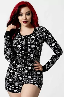 Bielizna nocna - kombinezon damski (piżama) KILLSTAR - Purr Off Playsuit - Black - KSRA004593 - grafika 1