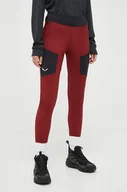 Spodnie sportowe damskie - Salewa spodnie outdoorowe Puez Warm Durastretch Cargo kolor bordowy - miniaturka - grafika 1