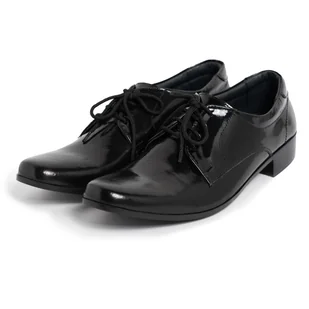 Buty Męskie Galowe Lakierki Półbuty Czarne Skórzane Eleganckie Wojskowe 41 - Półbuty męskie - miniaturka - grafika 1