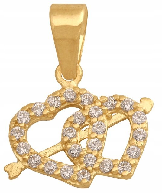 ZŁOTA Zawieszka Serce 585 0.79 g Cyrkonie Prezent Grawer