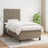 Łóżka - Łóżko kontynentalne z materacem, taupe, tkanina, 90x200 cm Lumarko! - miniaturka - grafika 1