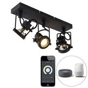 Lampy sufitowe - QAZQA Smart spot zwart 3-lichts incl. Wifi GU10 - Suplux - miniaturka - grafika 1