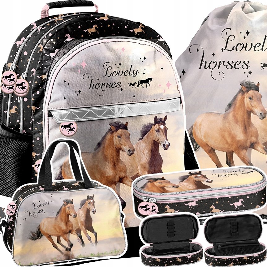 Plecak Szkolny Tornister Dla Dziewczynki Klasa 1 3 Koń Konie Piórnik Tuba