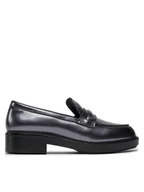 Półbuty damskie - Calvin Klein Loafersy Rubber Sole Loafer W/Hw - Pearl HW0HW02002 Czarny - miniaturka - grafika 1