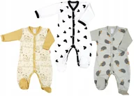 Pajacyki dla niemowląt - Pajac 3-pak Misie beżowe/Myszka biel/JEŻE r 98 KLEKLE - miniaturka - grafika 1