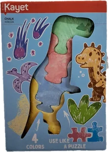 Kayet kreda Puzzle w kształcie dinozaura 4 kolory - Zabawki kreatywne - miniaturka - grafika 1