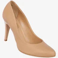 Czółenka - Czółenka Damskie Skórzane Szpilki Buty Na Obcasie Eleganckie Darex Nude C-294 37 Nude - miniaturka - grafika 1