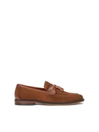 Półbuty męskie - Eleganckie loafersy męskie z łączonych skór ozdobione chwostem - miniaturka - grafika 1